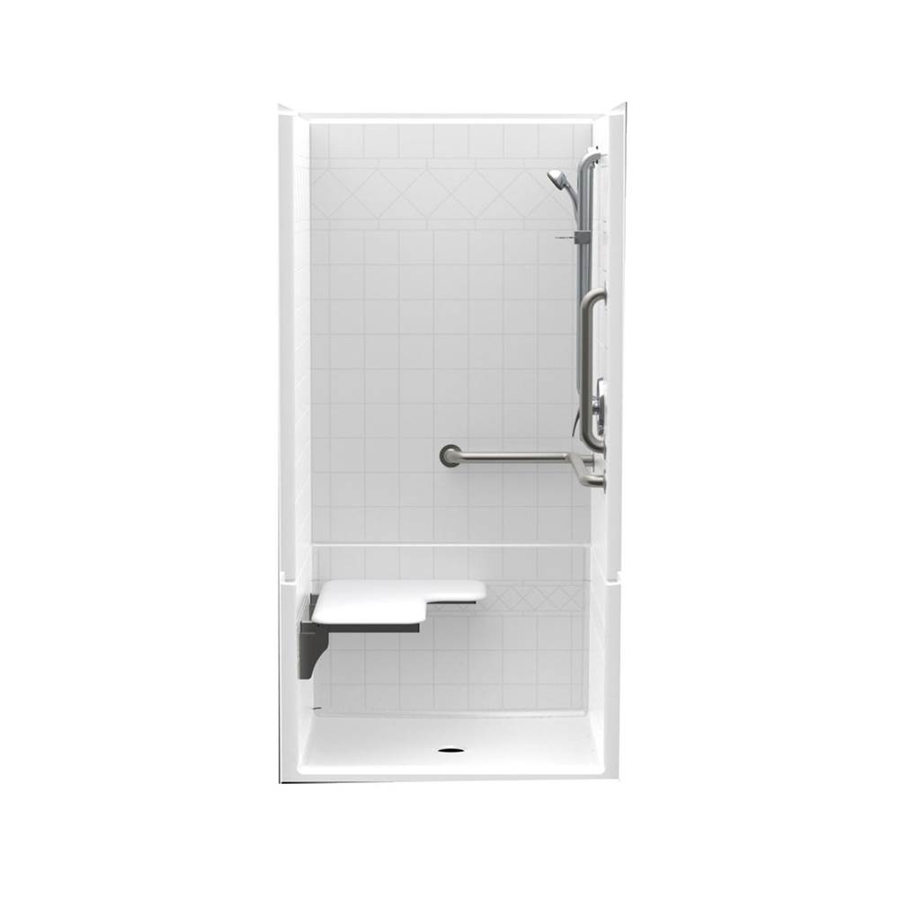 Aquatic F1364P 36 x 36 AcrylX Alcove Center Drain Four-Piece Shower in White
