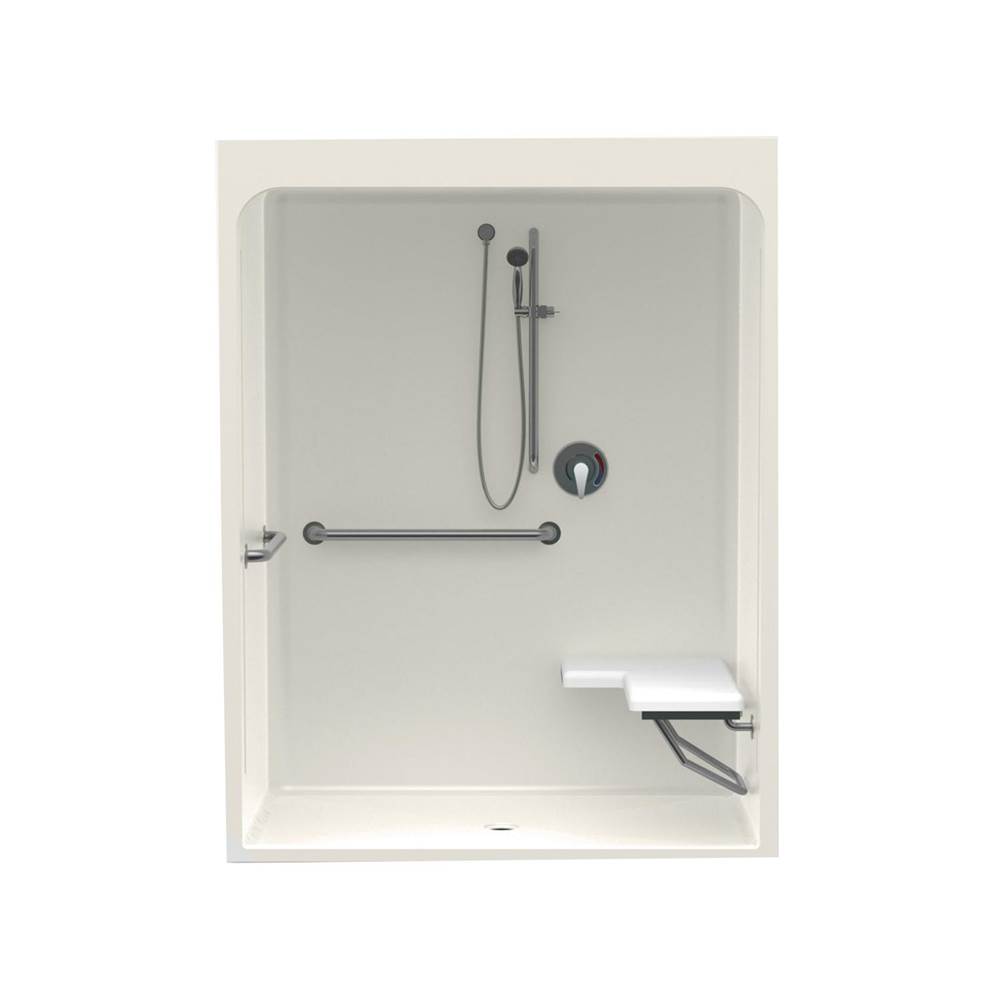 Aquatic 6036CFS 60 x 36 Acrylic Alcove Center Drain One-Piece Shower in Biscuit