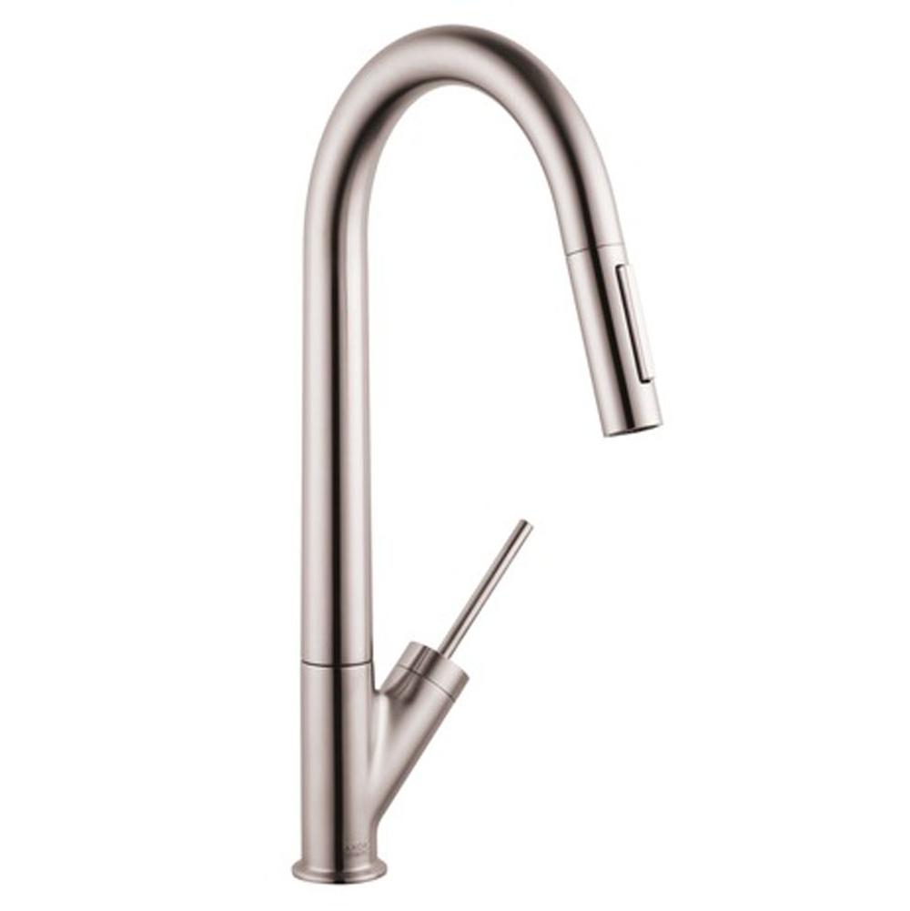 Axor Starck HighArc Kitchen Faucet 2-Spray Pull-Down, 1.75 GPM in Steel Optic