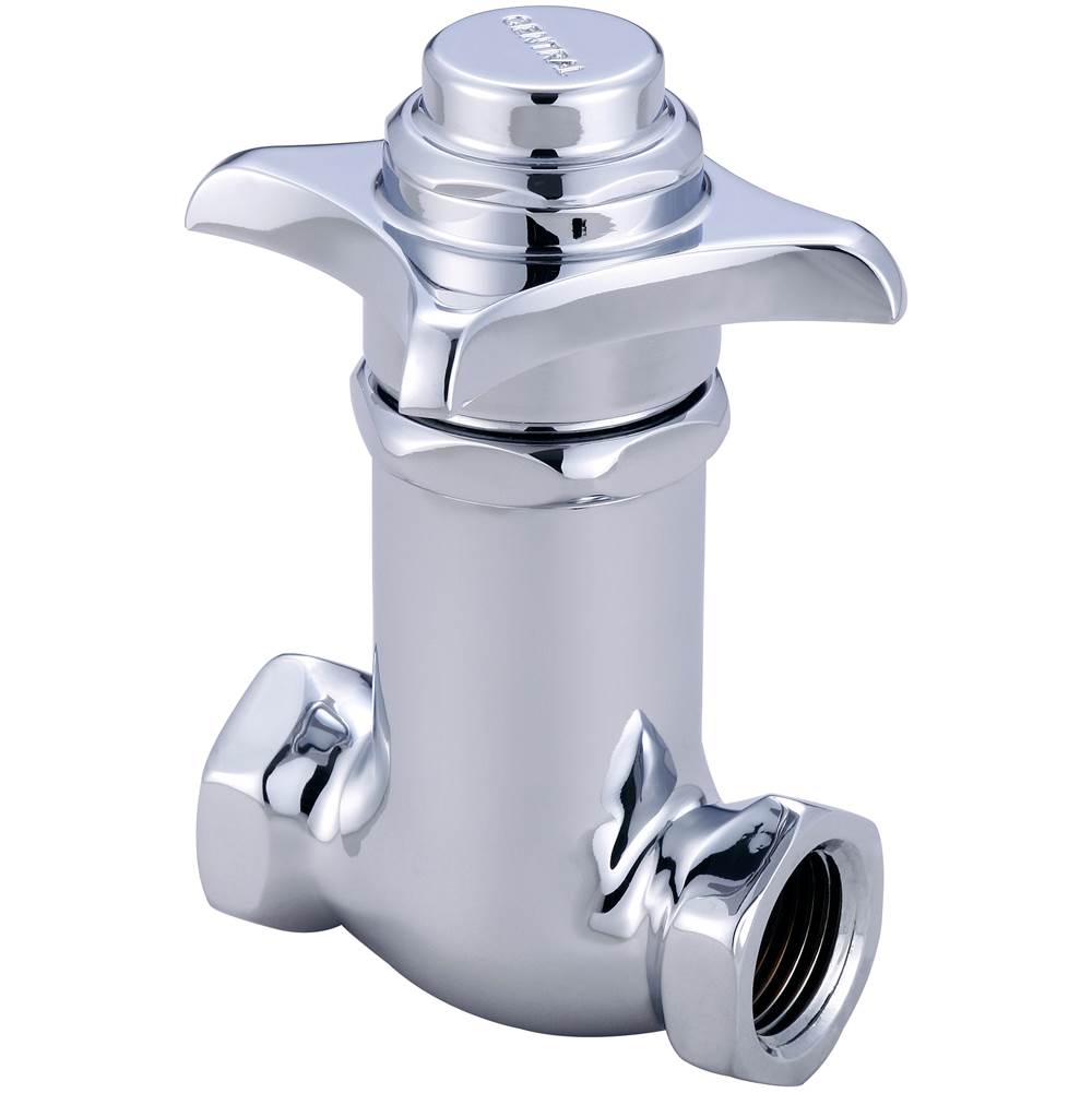 Central Brass Selfclose-Straight Stop 4-Arm Hdl 3/8'' Inline-Pc
