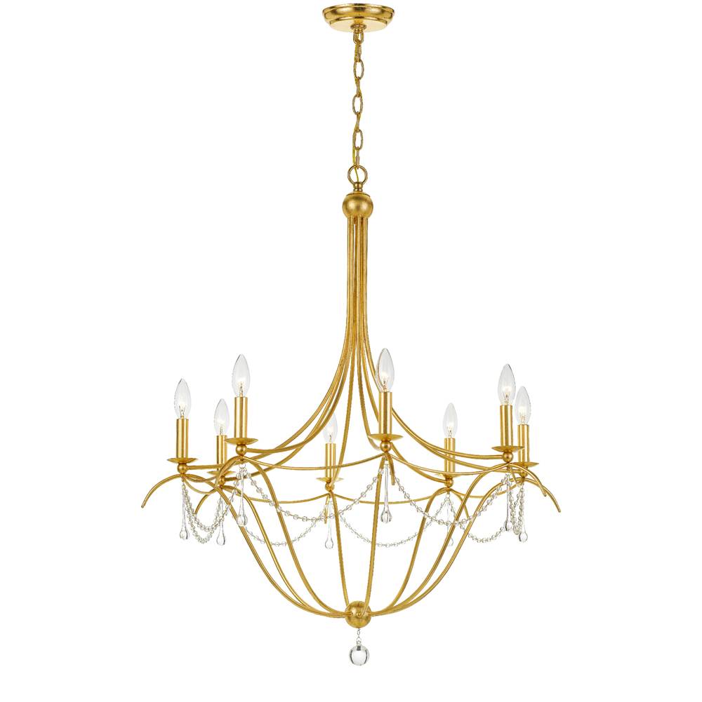 Crystorama Metro 8 Light Crystal Beads Antique Gold Chandelier