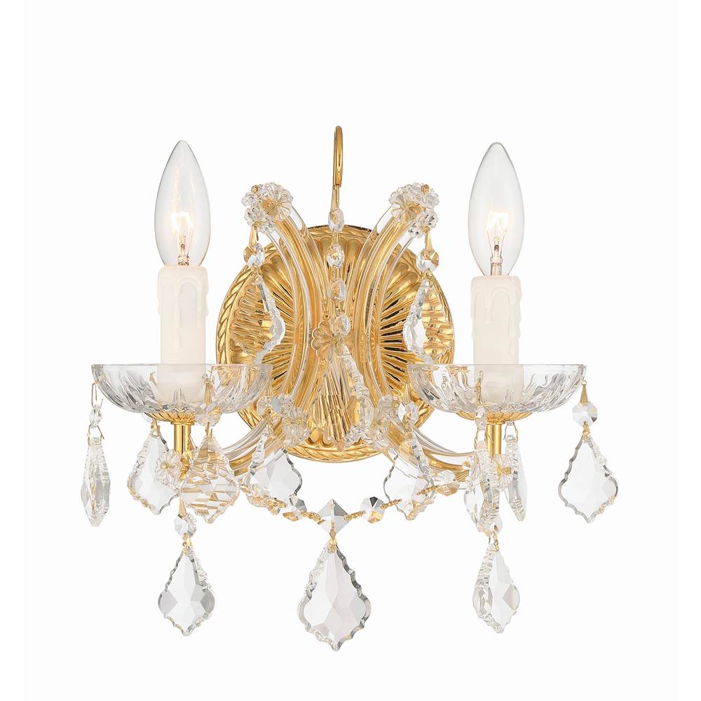 Crystorama Maria Theresa 2 Light Clear Italian Crystal Gold Sconce