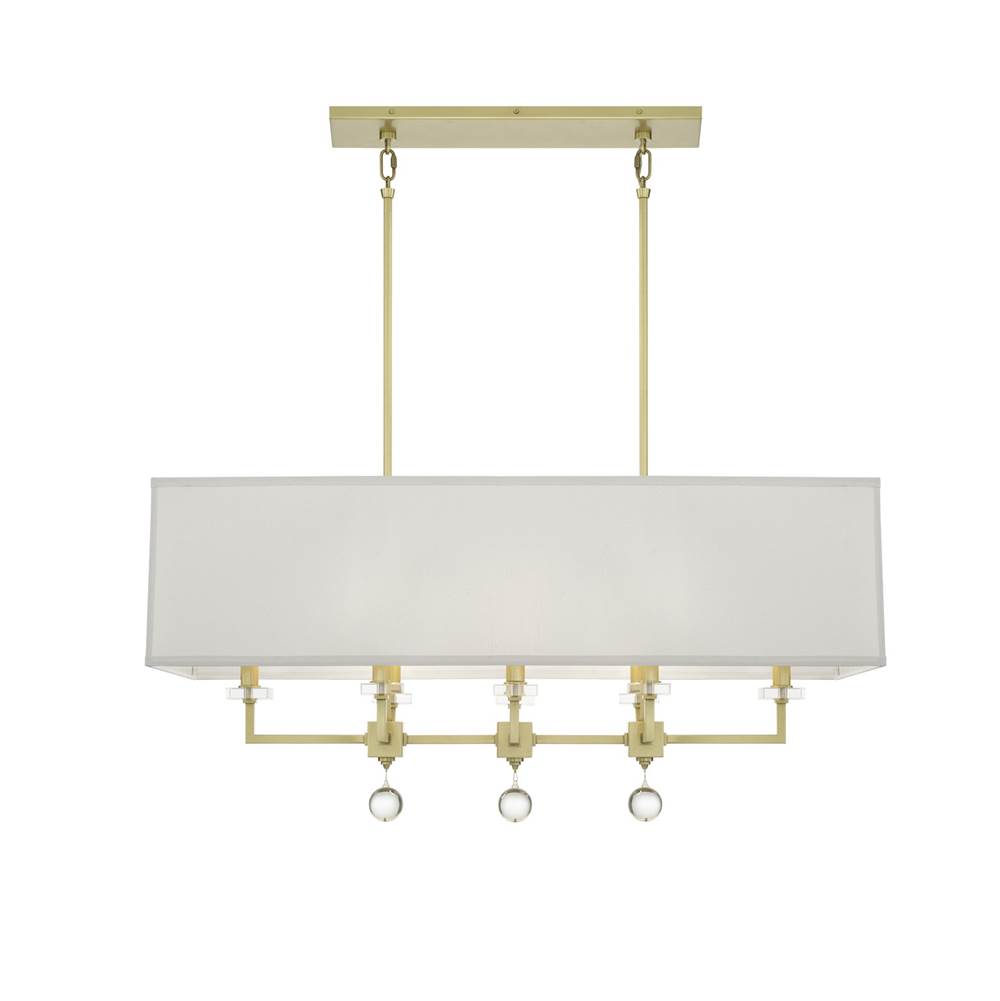 Crystorama Paxton 8 Light Aged Brass Linear Chandelier