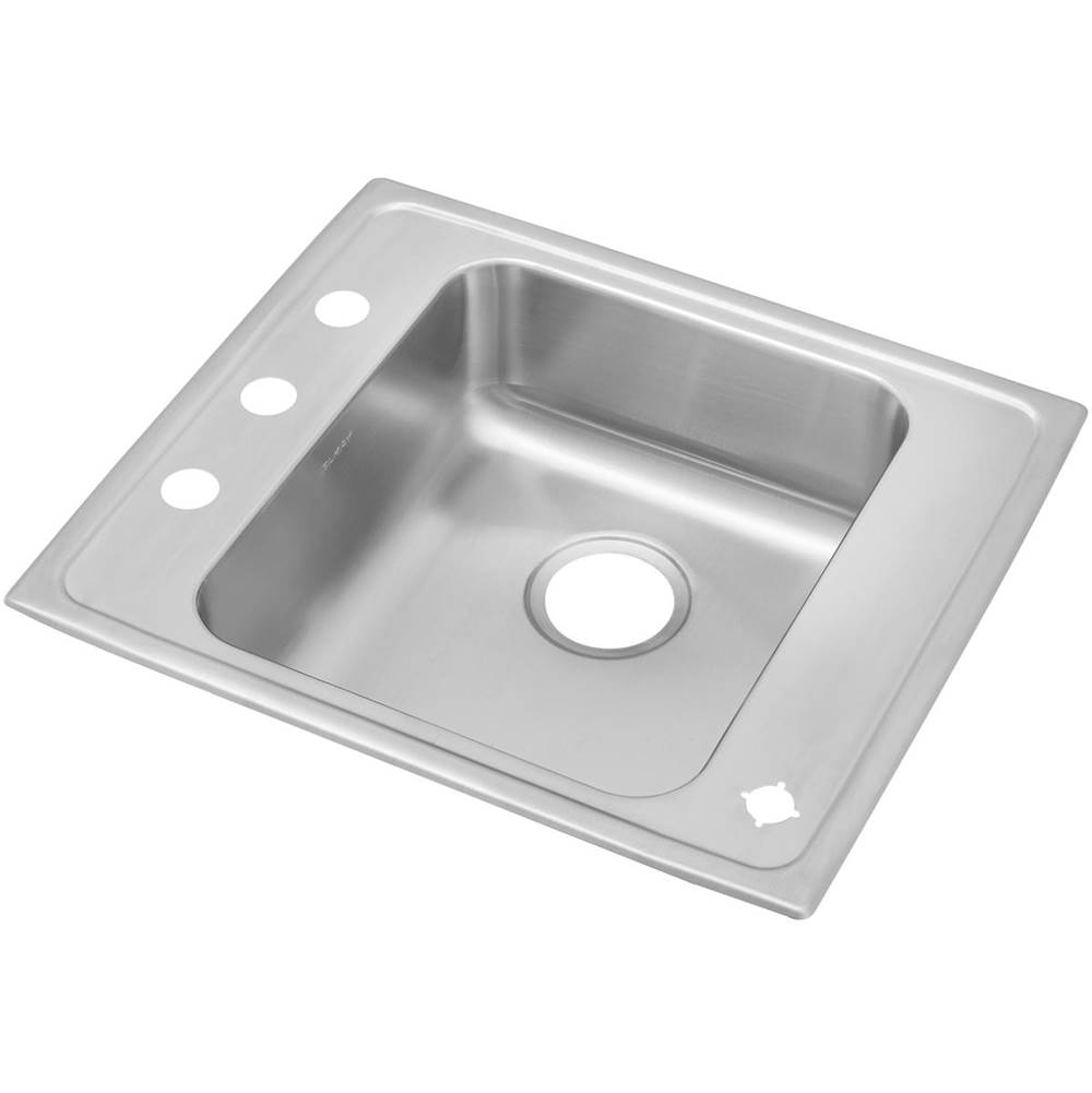Elkay Lustertone Classic Stainless Steel 22'' x 19-1/2'' x 4'', 4-Hole Single Bowl Drop-in Classroom ADA Sink
