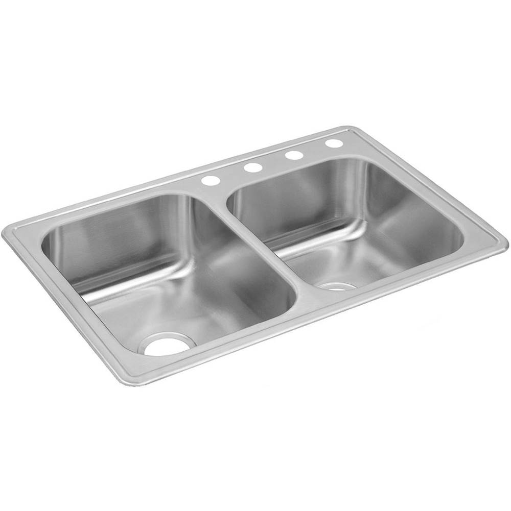 Elkay Dayton Stainless Steel 33'' x 22'' x 8-3/16'', S2-Hole Offset Double Bowl Drop-in Sink
