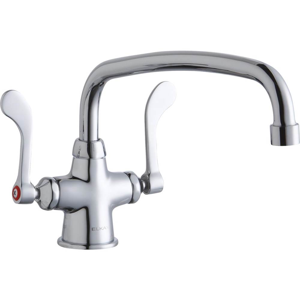 Elkay Single Hole with Concealed Deck Faucet with 12'' Arc Tube Spout 4'' Wristblade Handles Chrome