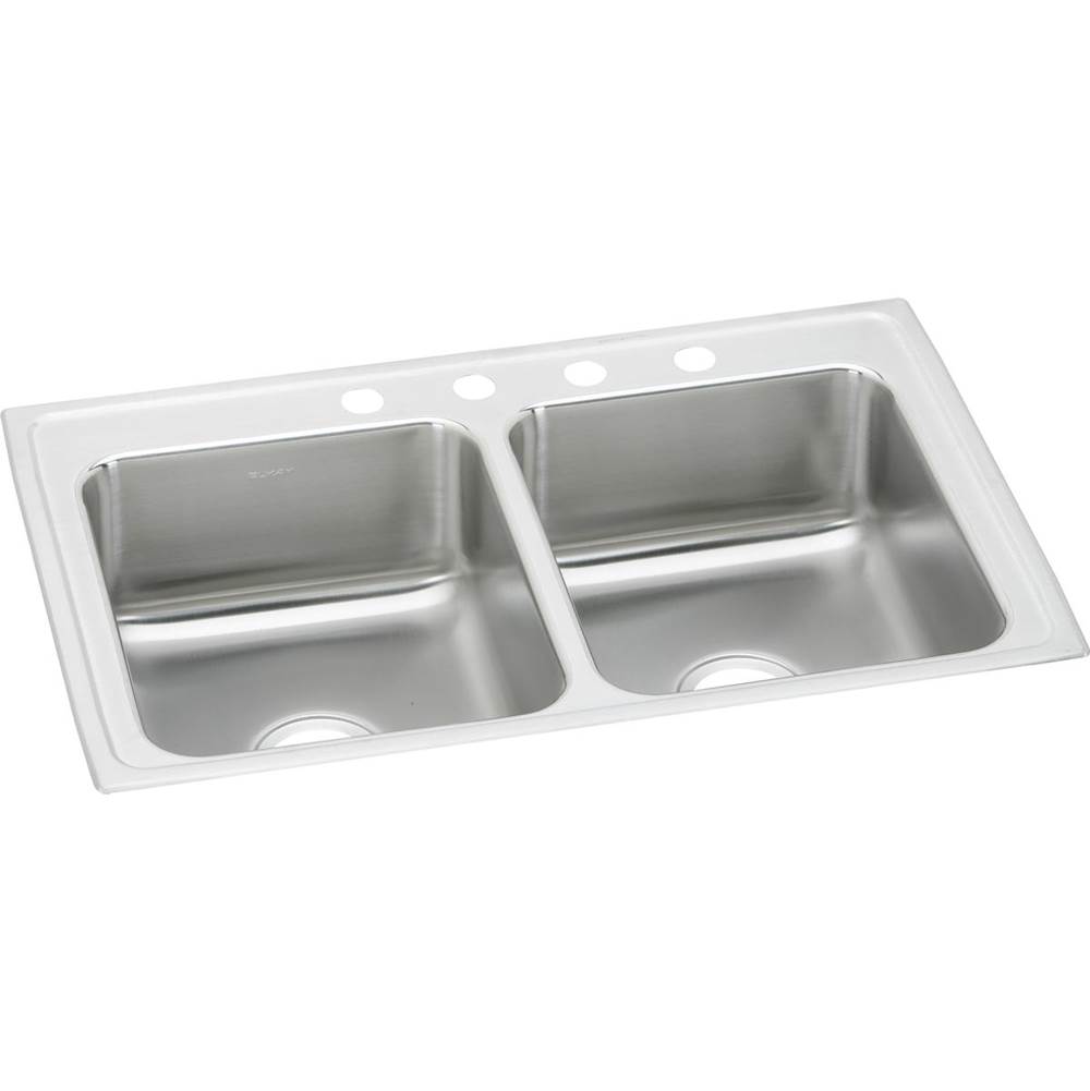 Elkay Lustertone Classic Stainless Steel 33'' x 21-1/4'' x 7-7/8'', 2-Hole Equal Double Bowl Drop-in Sink