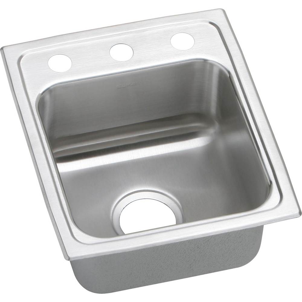 Elkay Lustertone Classic Stainless Steel 15'' x 17-1/2'' x 6-1/2'', 2-Hole Single Bowl Drop-in ADA Sink with Quick-clip