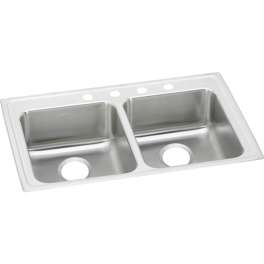 Elkay Lustertone Classic Stainless Steel 29'' x 22'' x 5-1/2'', 1-Hole Equal Double Bowl Drop-in ADA Sink