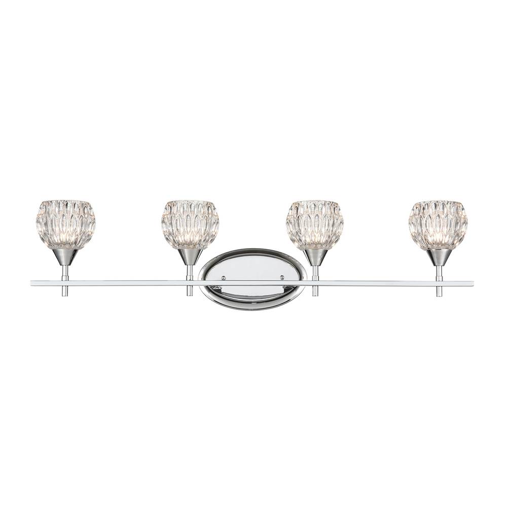 Elk Lighting Kersey 4-Light Vanity Light in Polished Chrome With Clear Crystal