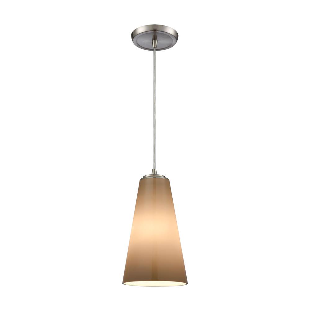 Elk Lighting Connor 1-Light Mini Pendant in Satin Nickel With Gray-Plated Blown Glass