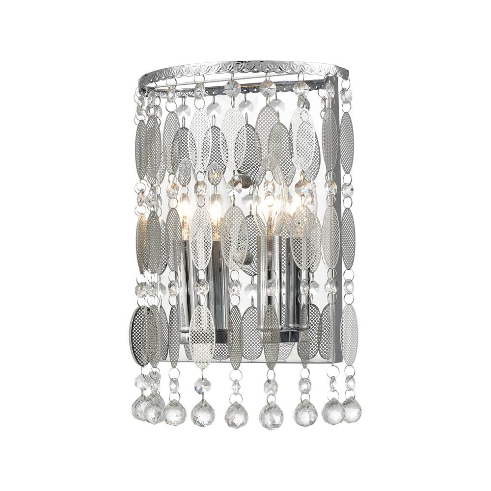 Elk Lighting Chamelon 2-Light Sconce in Polished Chrome With Perforated Stainless and Clear Crystal