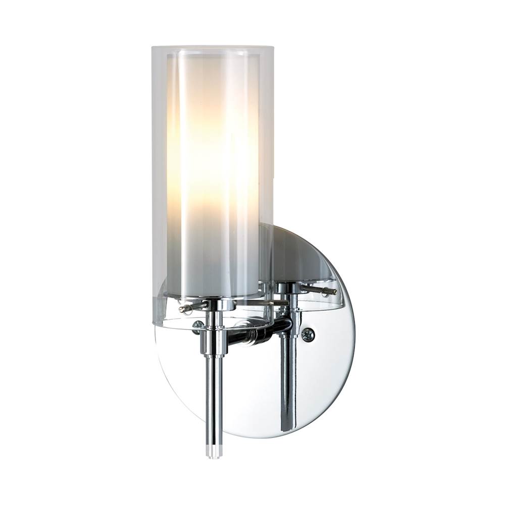 Elk Lighting Tubolaire 1-Light Wall Lamp in Chrome With Clear Outer Glass and Frosted Interior