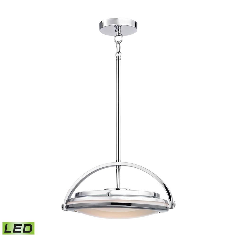 Elk Lighting Quincy 1-Light Pendant in Chrome With White Glass Diffuser - Integrated LED