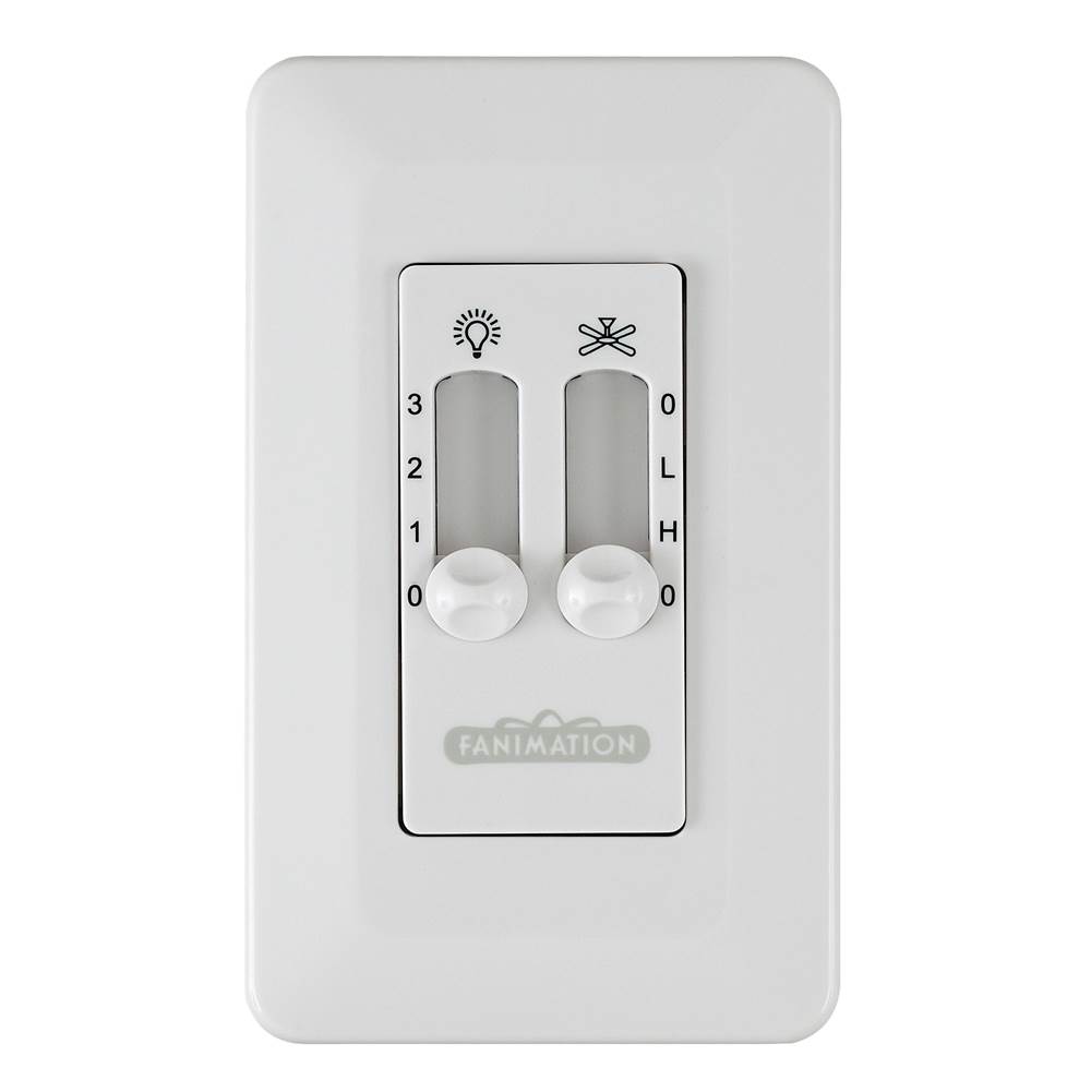 Fanimation Two Speed Wall Control Non-Reversing - Fan Speed and Light - White