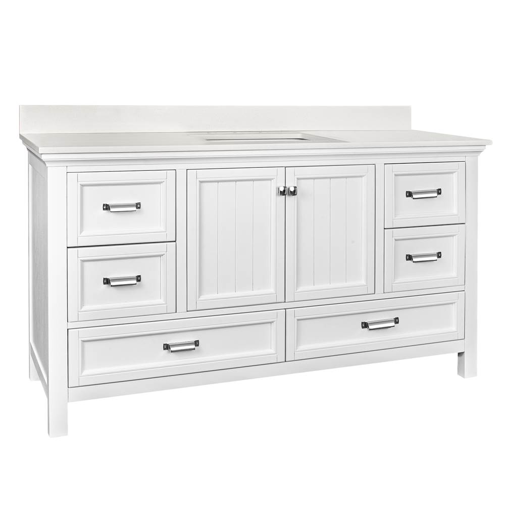 CRAFT + MAIN Brantley 61'' White Vanity with Carrara White Marble Top