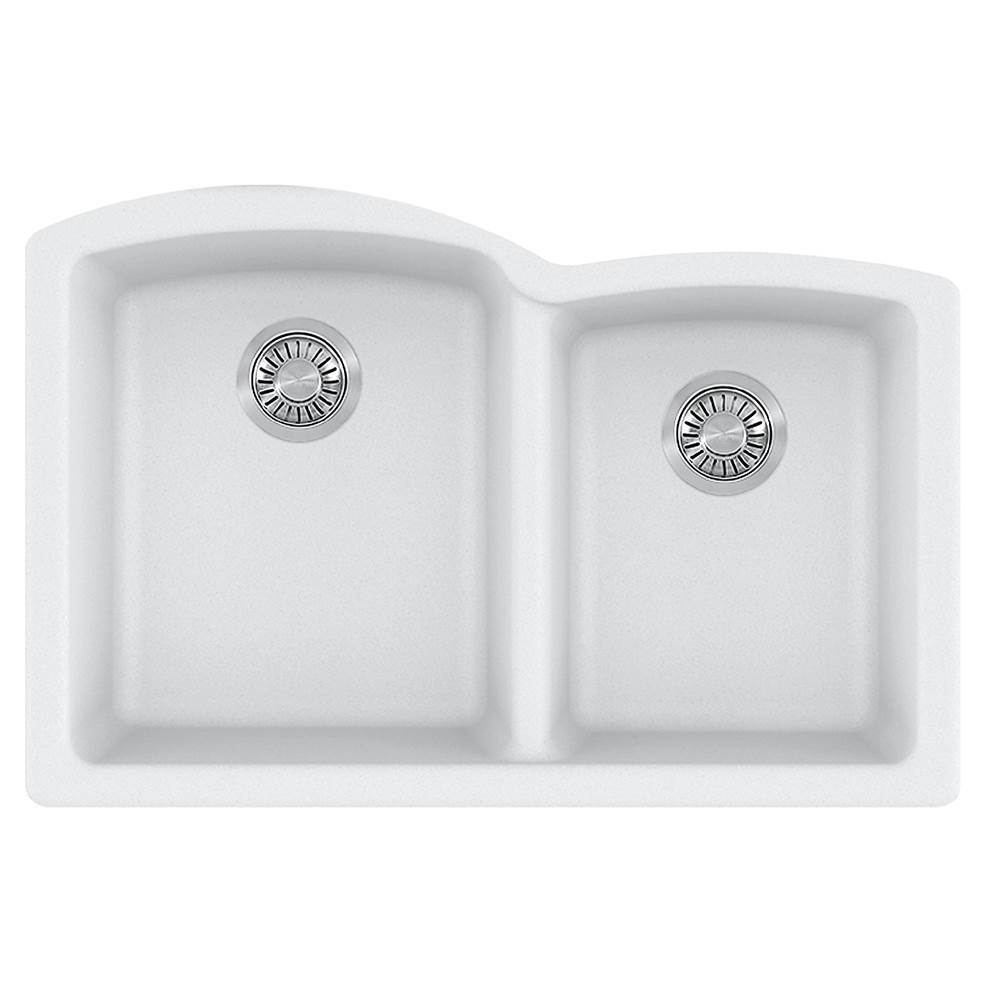 Franke Ellipse 33.0-in. x 21.7-in. Polar White Granite Undermount Double Bowl Kitchen Sink - ELG160PWT