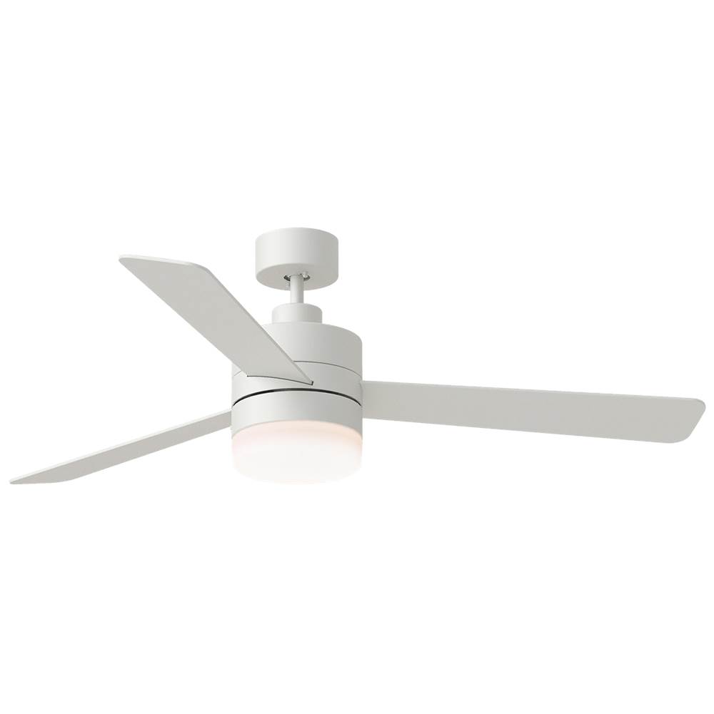 Generation Lighting Era 52'' Dimmable LED Indoor/Outdoor Matte White Ceiling Fan with Light Kit, RemoteControl and Manual Reversible Motor