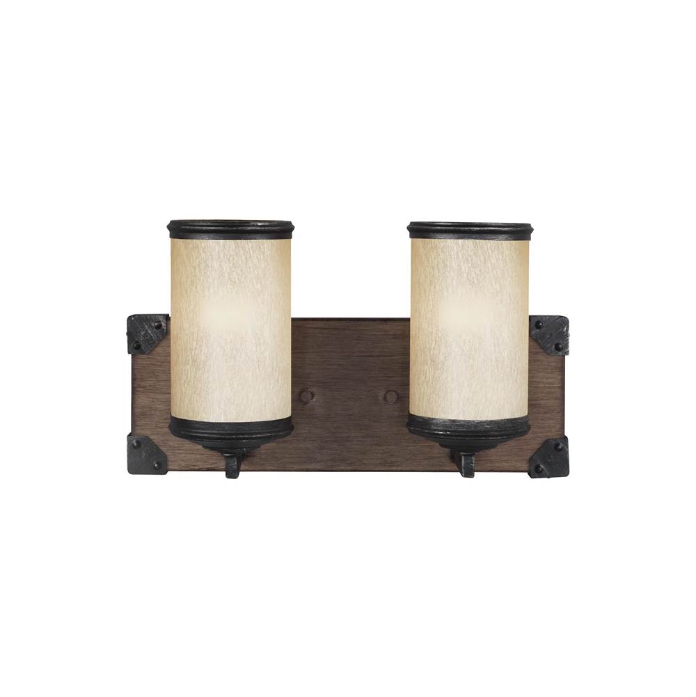 Generation Lighting Dunning Contemporary 2-Light Indoor Dimmable Bath Vanity Wall Sconce In Stardust Finish With Creme Parchment Glass Shades