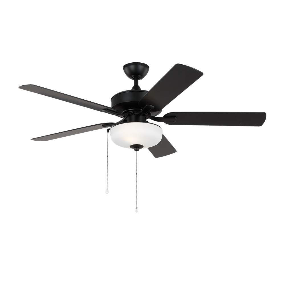 Generation Lighting Linden 52'' traditional dimmable LED indoor/outdoor midnight black ceiling fan with light kit and reversible motor