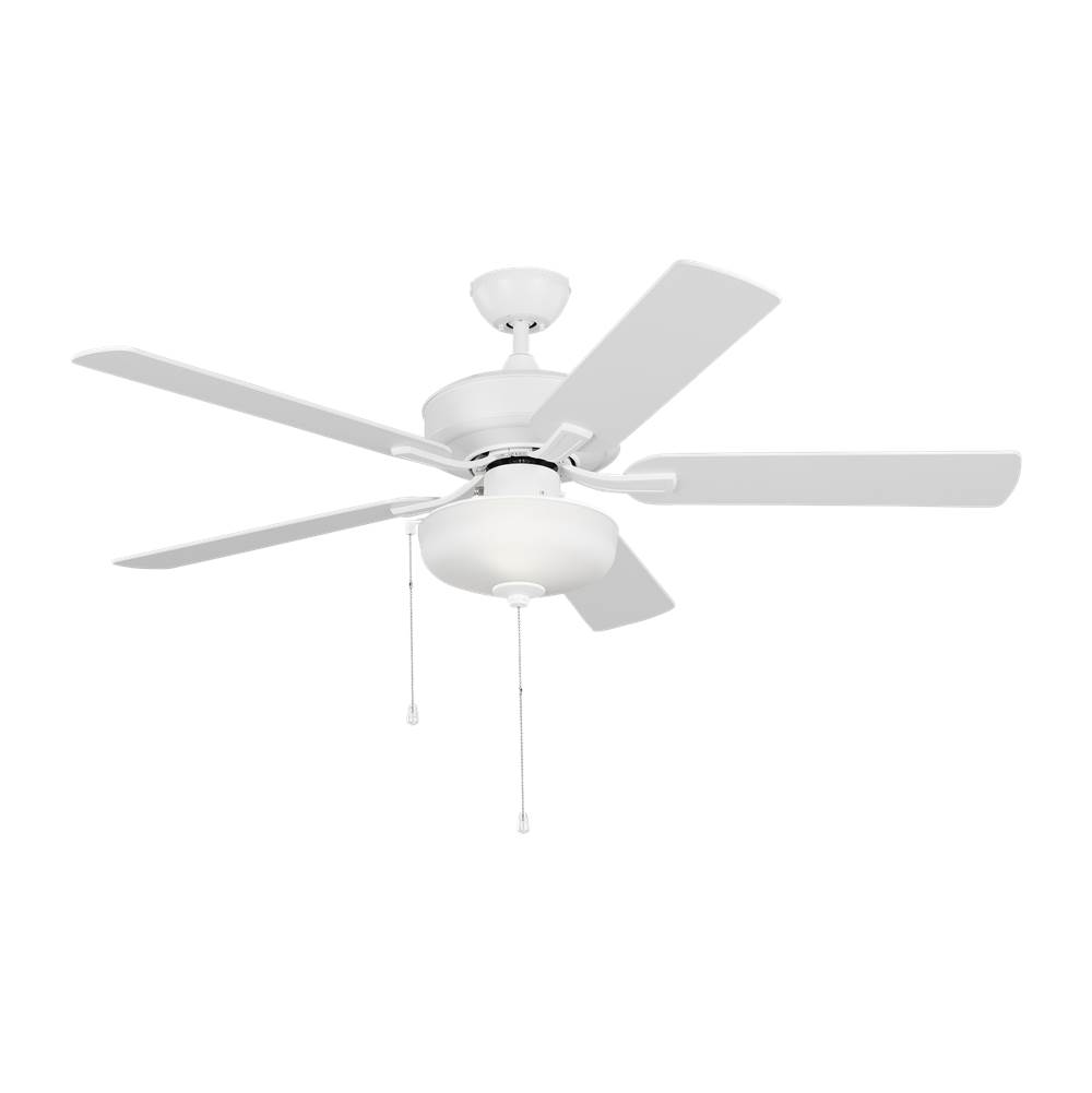 Generation Lighting Linden 52'' traditional dimmable LED indoor/outdoor matte white ceiling fan with light kit and reversible motor