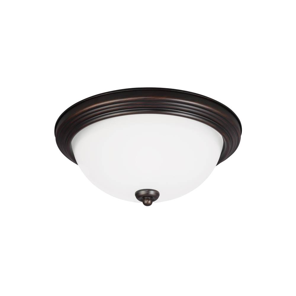 Generation Lighting Geary Transitional 1-Light Led Indoor Dimmable Ceiling Flush Mount Fixture In Bronze Finish With Satin Etched Glass Diffuser