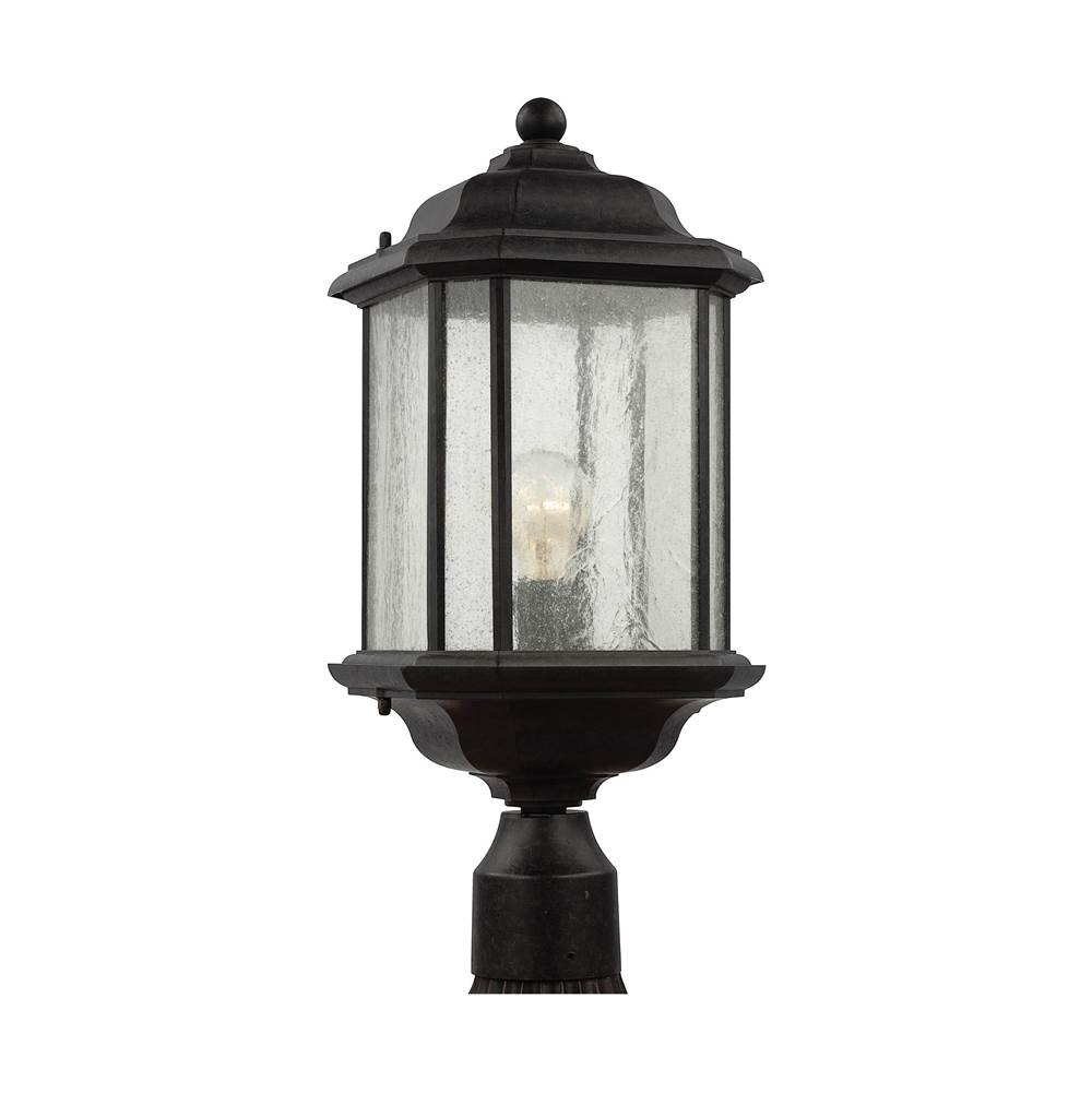 Generation Lighting Kent Traditional 1-Light Outdoor Exterior Post Lantern In Oxford Bronze Finish With Clear Seeded Glass Panels