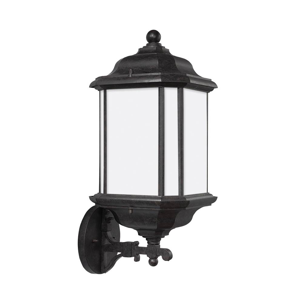 Generation Lighting Kent Traditional 1-Light Led Outdoor Exterior Large Uplight Wall Lantern Sconce In Oxford Bronze Finish With Satin Etched Glass Panels