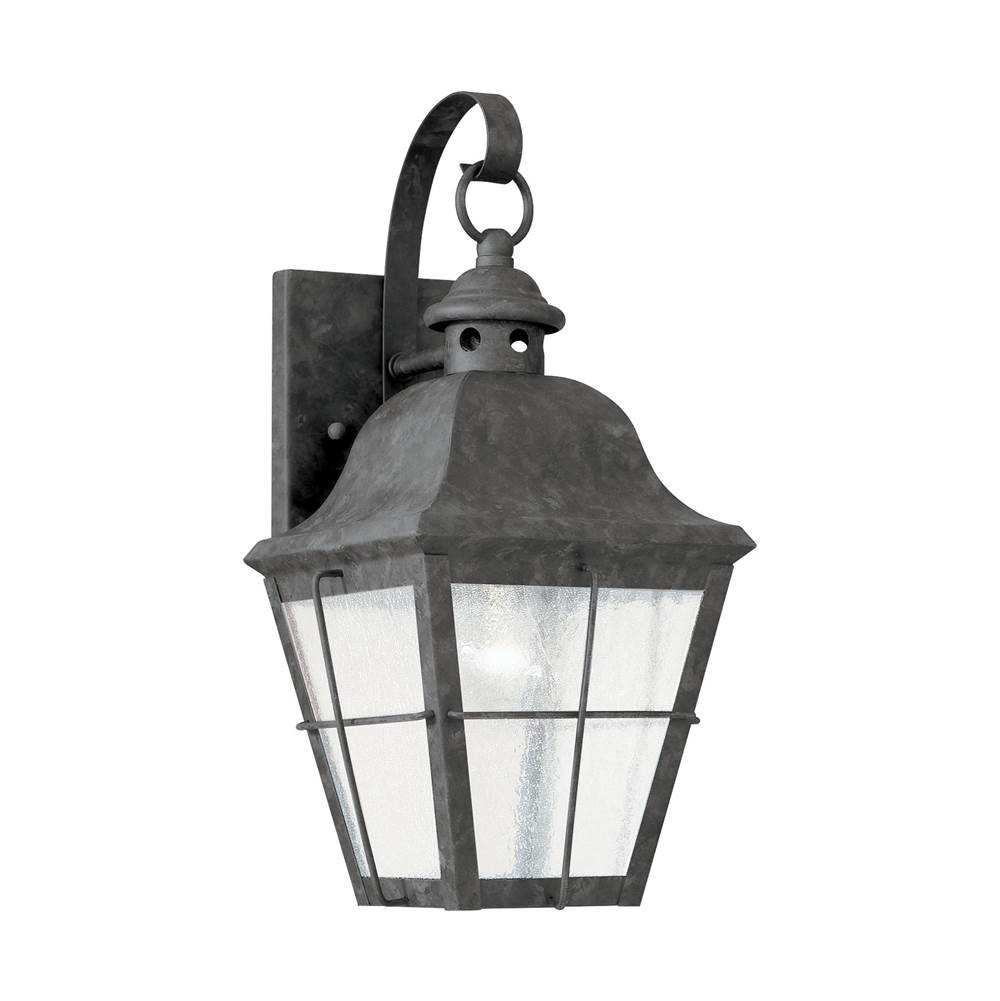 Generation Lighting Chatham Traditional 1-Light Outdoor Exterior Wall Lantern Sconce In Oxidized Bronze Finish With Clear Seeded Glass Panels