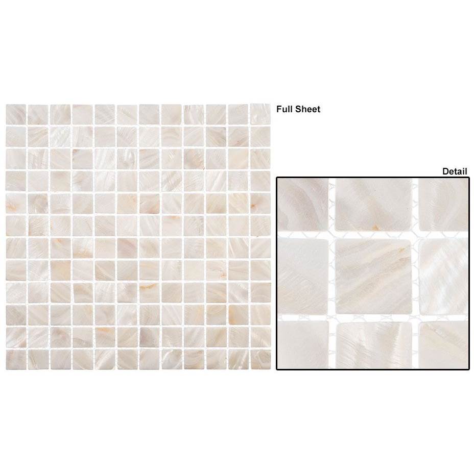 Glazzio Tile Shell Shell Mosaics 1'' x 1'' in White Shell