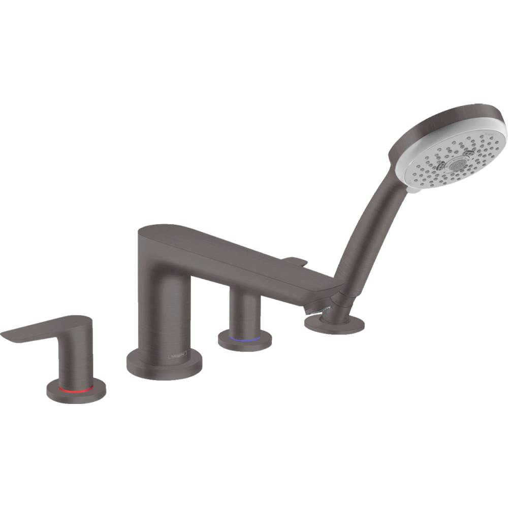 Hansgrohe Talis E 4-Hole Roman Tub Set Trim with 1.8 GPM Handshower in Brushed Black Chrome