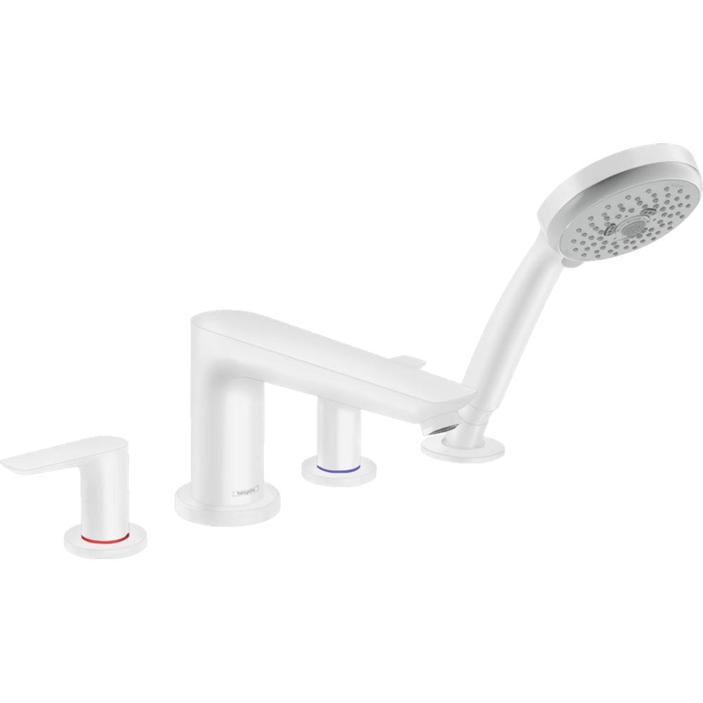 Hansgrohe Talis E 4-Hole Roman Tub Set Trim with 1.8 GPM Handshower in Matte White