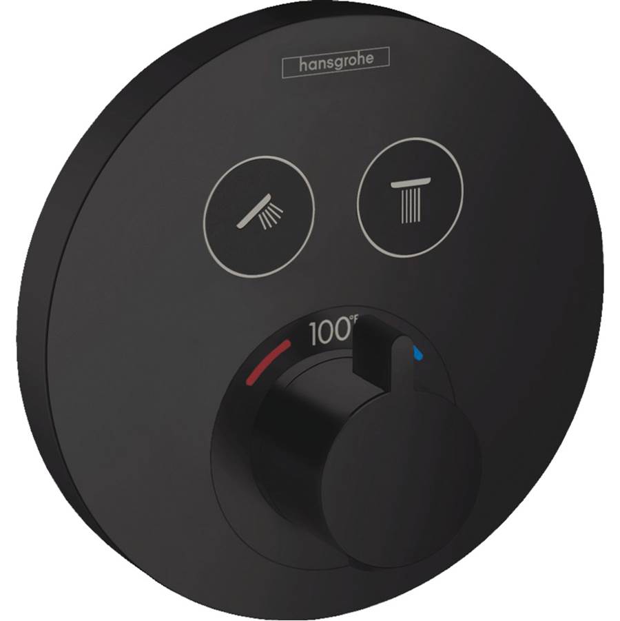 Hansgrohe ShowerSelect S Thermostatic Trim for 2 Functions, Round in Matte Black
