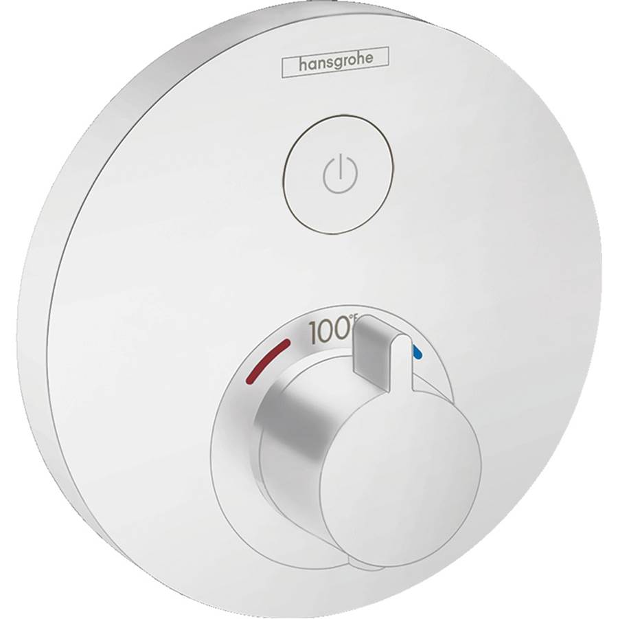 Hansgrohe ShowerSelect S Thermostatic Trim for 1 Function, Round in Matte White