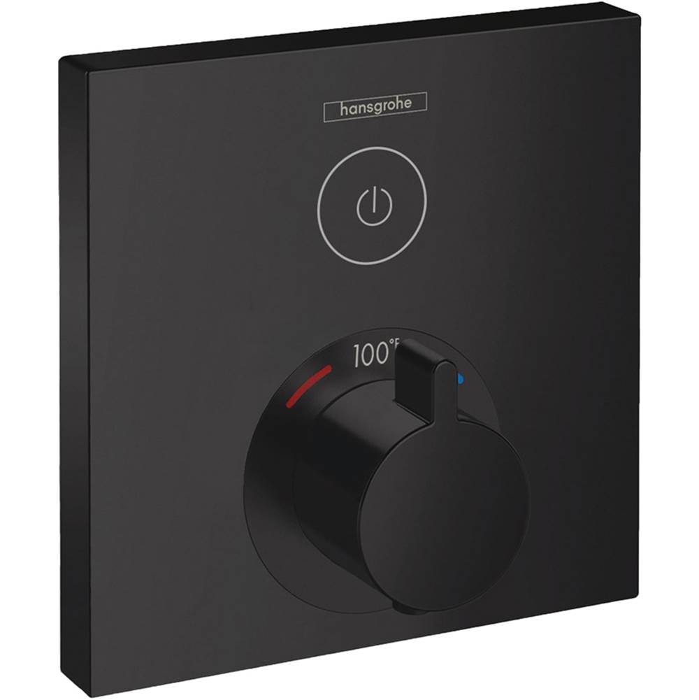 Hansgrohe ShowerSelect Thermostatic Trim for 1 Function, Square in Matte Black