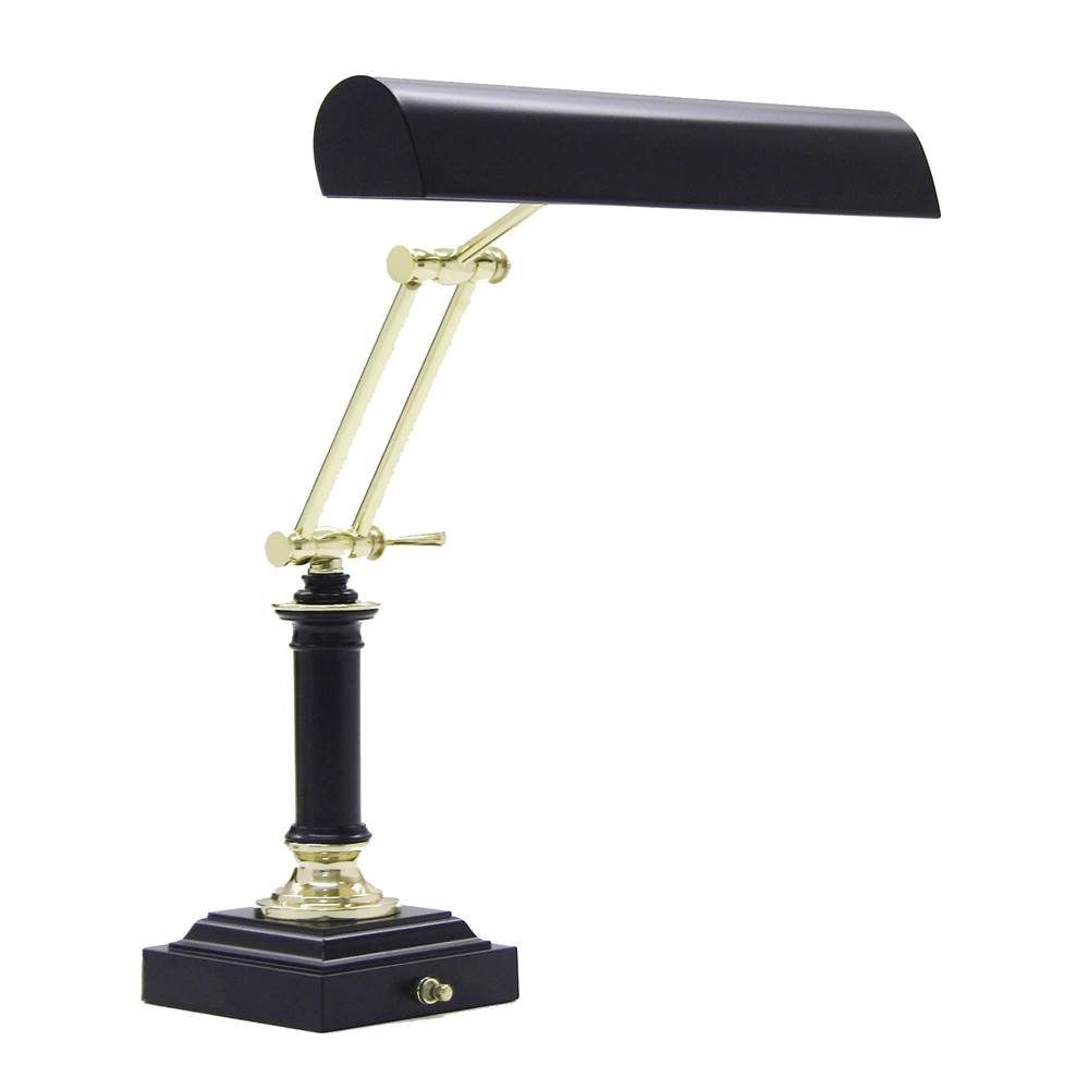 House Of Troy Desk/Piano Lamp 14'' Polished Brass with Black Accents