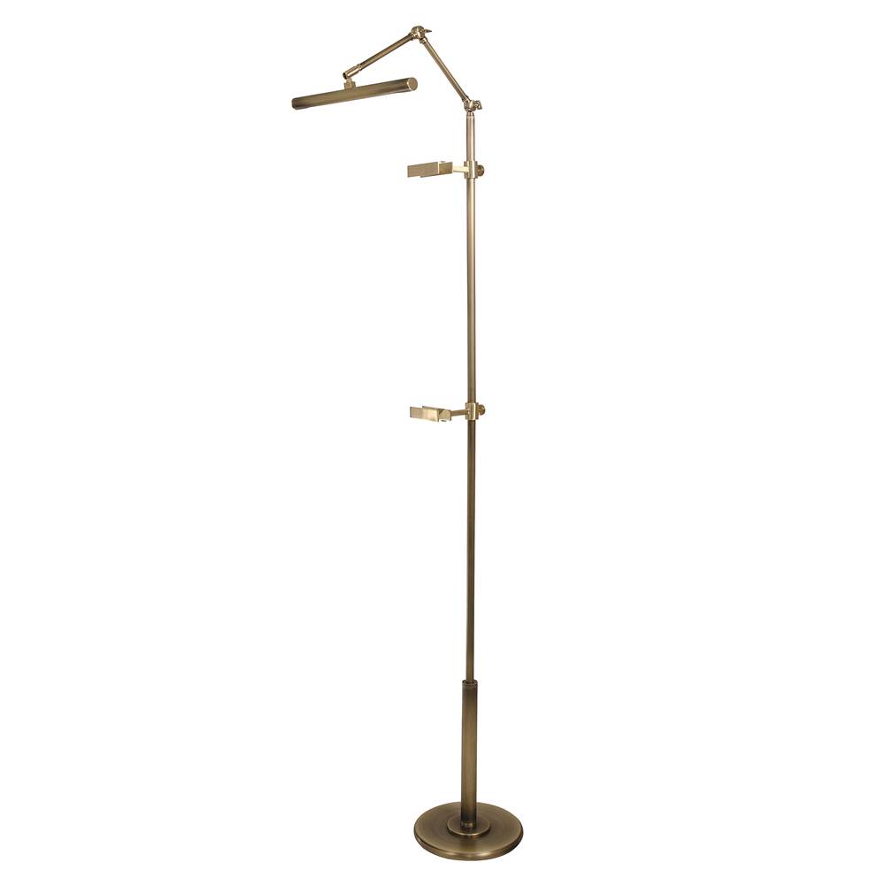 House Of Troy River North Easel Floor Lamp Antique Brass And Satin Brass Accents Led Slimline Shade