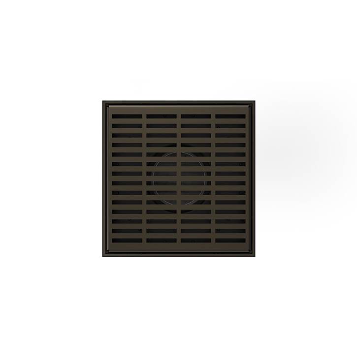 Infinity Drain 5'' x 5'' LND 5 Slotted Pattern Complete Kit in Oil Rubbed Bronze with Cast Iron Drain Body, 2'' Outlet