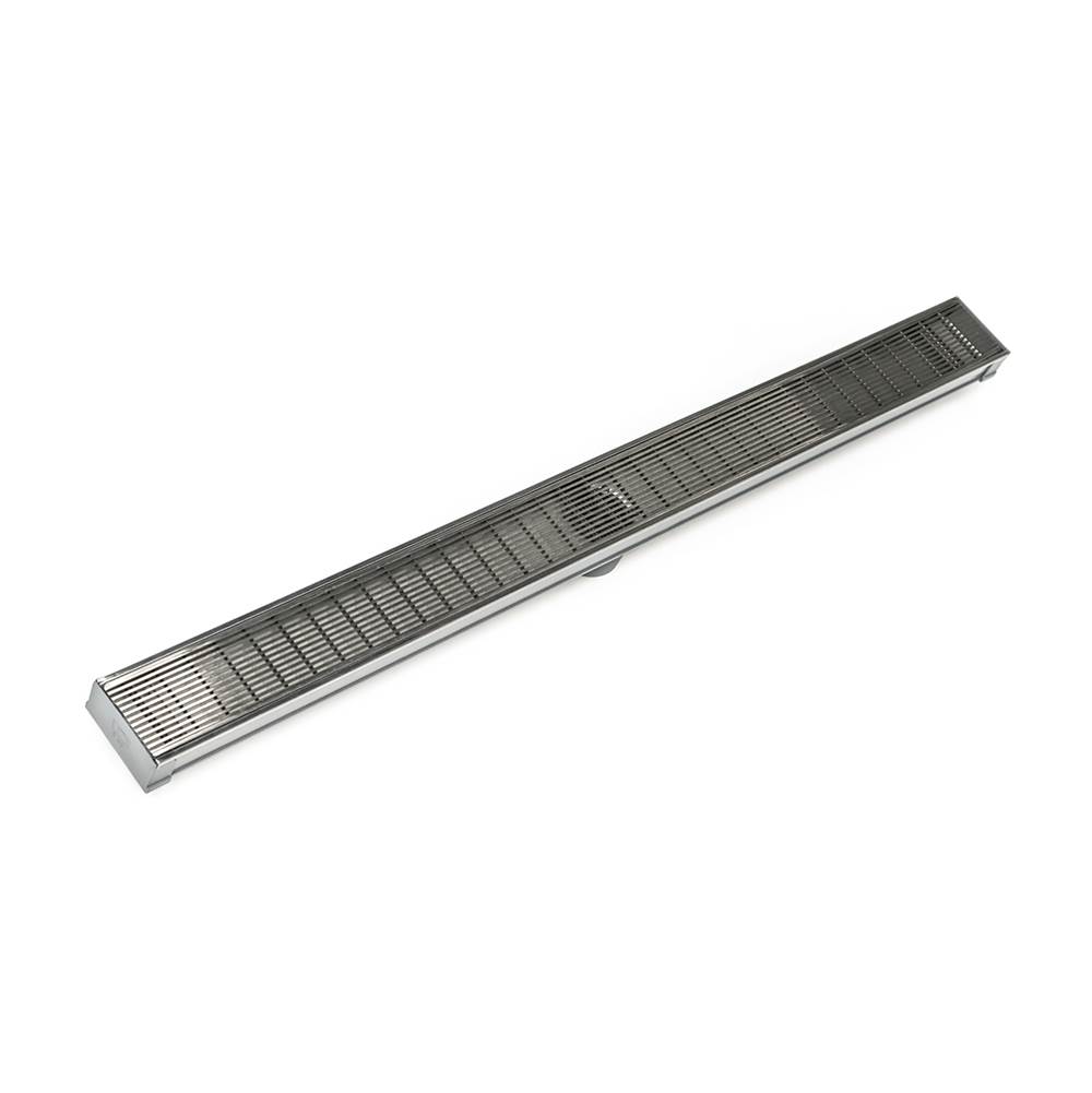 Infinity Drain 48'' S-PVC Series Low Profile Complete Kit with 2 1/2'' Wedge Wire Grate in Satin Stainless
