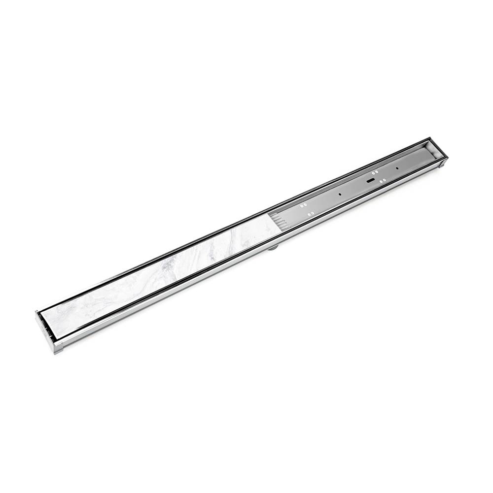 Infinity Drain 48'' S-PVC Series Low Profile Complete Kit with 2 1/2'' Tile Insert Frame in Polished Stainless