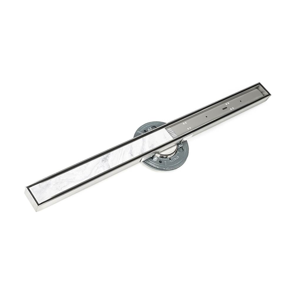 Infinity Drain 40'' S-Stainless Steel Series High Flow Complete Kit with Tile Insert Frame in Satin Stainless with ABS Drain Body, 3'' Outlet