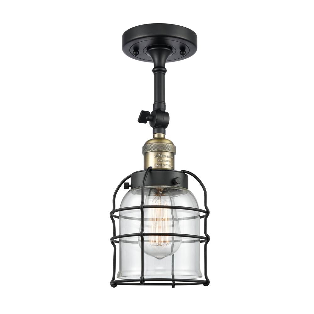 Innovations Small Bell Cage 1 Light Semi-Flush Mount part of the Franklin Restoration Collection