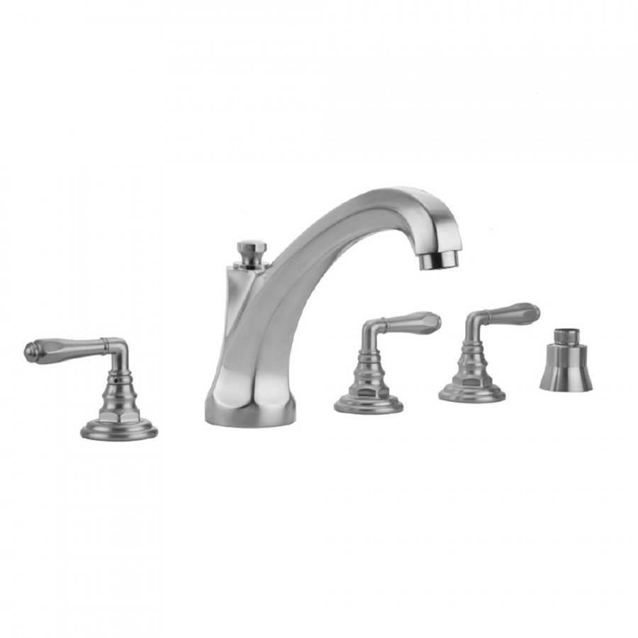 Jaclo Westfield Roman Tub Set with High Spout and Smooth Lever Handles and Straight Handshower Mount