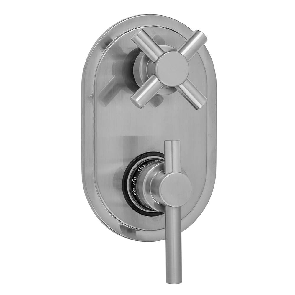 Jaclo Oval Plate with Contempo Peg Lever Thermostatic Valve with Contempo Cross Built-in 2-Way Or 3-Way Diverter/Volume Controls (J-TH34-686 / J-TH34-687 / J-TH34-688 / J-TH34-689)