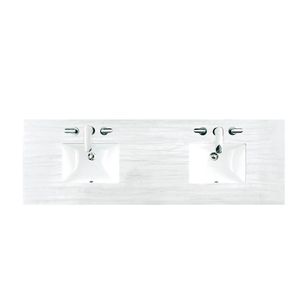 James Martin Vanities 72'' Double Top, 3 CM Arctic Fall Solid Surface w/ Sink