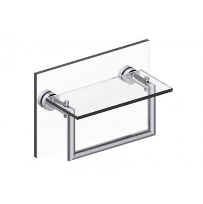 Kartners OSLO - 10-inch Glass Shelf with Towel Rail Through Glass-Brushed Chrome