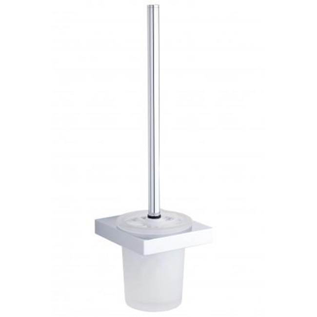 Kartners BERLIN - Wall Mounted Toilet Brush Set with Frosted Glass-Polished Nickel