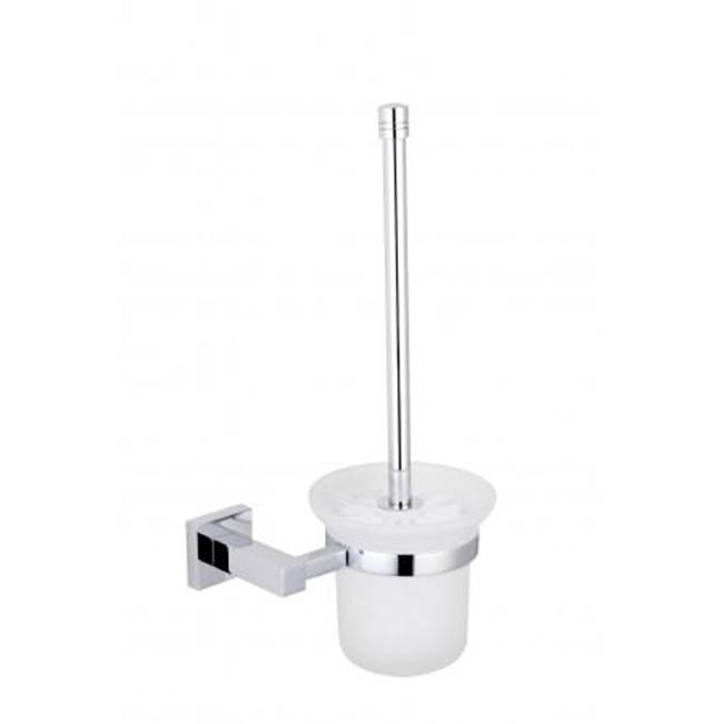 Kartners LONDON - Wall Mounted Toilet Brush Set with Frosted Glass-Brushed Nickel