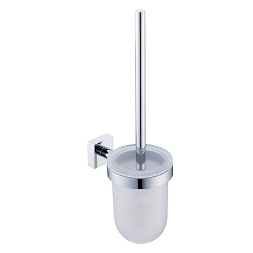 Kartners MADRID - Wall Mounted Toilet Brush Set with Frosted Glass-Brushed Brass