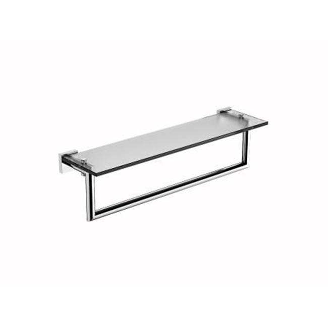Kartners MADRID -  24-inch Glass Shelf  with Towel Rail-Black Nickel